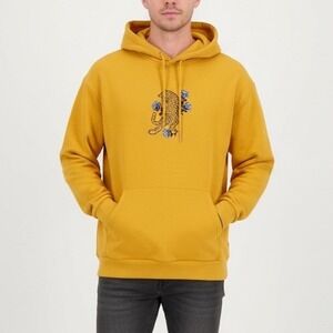 Divided H&M Yellow Tiger Floral Graphic Hoodie Sweatshirt Size L